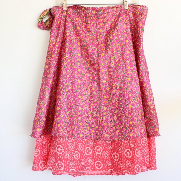 Mexicali Blues Womens Layered Wrap Long Maxi Hippie Boho 100% Silk Skirt Floral - Picture 6 of 8